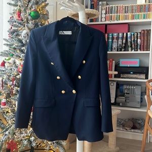 Zara Fitted Double Breasted Blazer